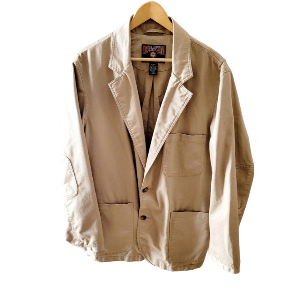 Duluth Trading Fire Hose Presentation Mens Large Tall Sport Coat Cotton Khaki